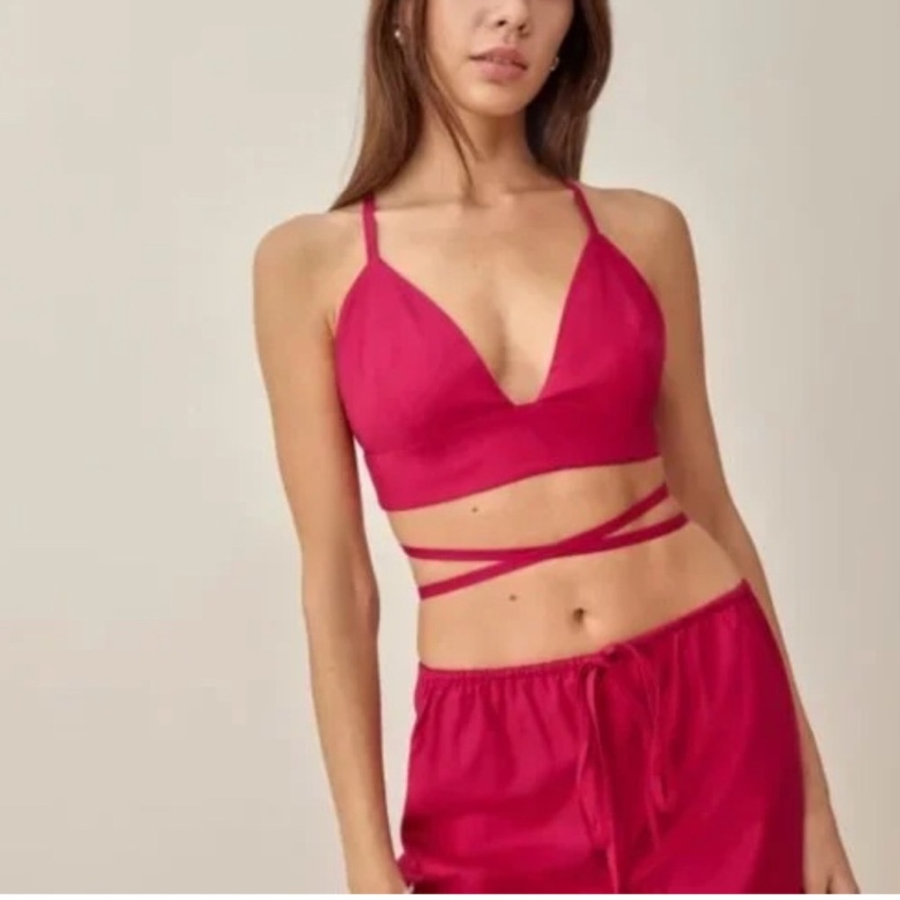 Reformation Louis Top in Rhubarb